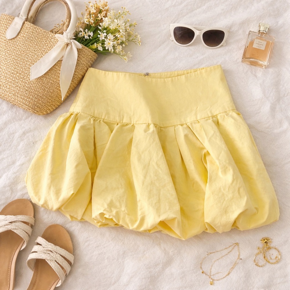 Anthropologie “Mare Mare” Sunny Yellow Summer Bubble Skirt Size XS EUC